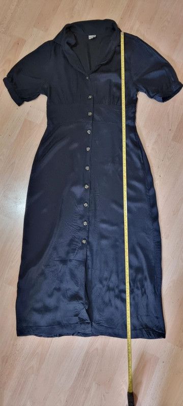 Asos Women's Size 10 Short Sleeved Button Up Long Black Dress obraz 7
